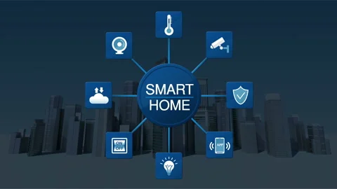 Smart building connect  IoT Smart home appliances icon. smart city, 4k. Vídeos de archivo 107661484