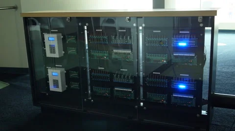 Smart building electronic central control computer console Stock Footage 41063738