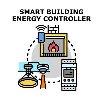 Smart building energy controller managing home automation system Stock Illustration
