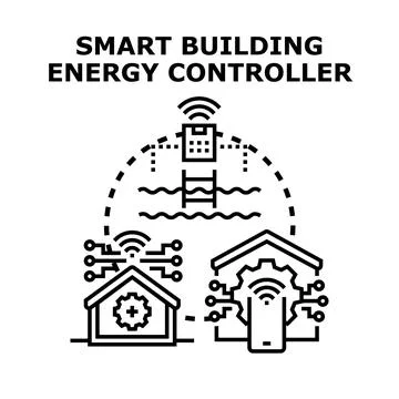 Smart building energy controller managing home energy system Stock Illustration