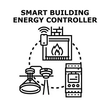 Smart building energy controller managing home automation system Stock Illustration