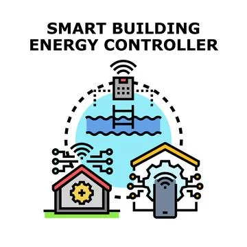 Smart building energy controller managing home energy system Stock Illustration