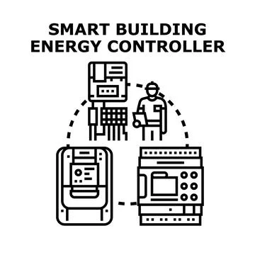 Smart building energy controller system management concept Stock Illustration