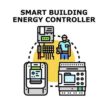 Smart building energy controller system management concept Stock Illustration