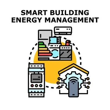 Smart building energy management system control technology Ilustración de archivo