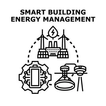 Smart building energy management system integrating renewable power generatio Ilustración de archivo