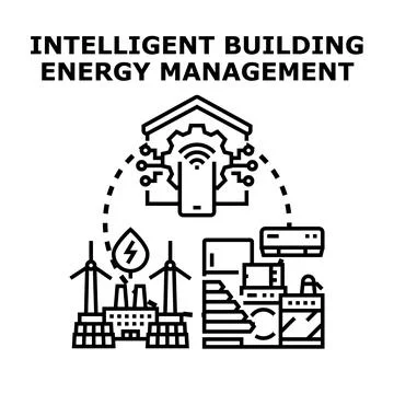 Smart building energy management system illustration Ilustración de archivo