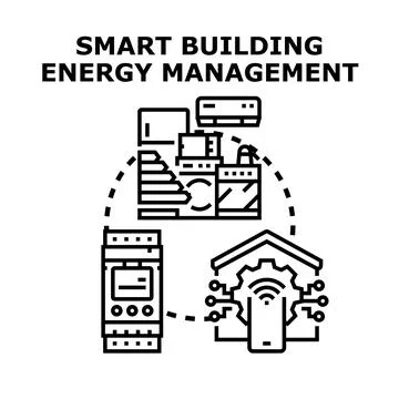 Smart building energy management system control technology Stock Illustration