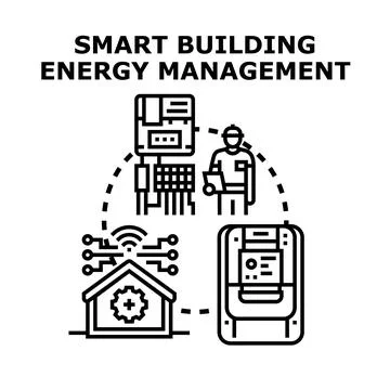 Smart building energy management system optimizing energy consumption Ilustração Stock