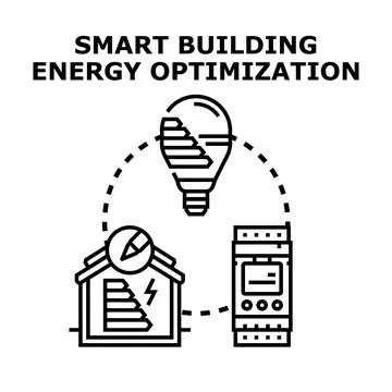 Smart building energy optimization managing sustainable consumption Ilustración de archivo