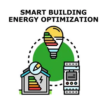 Smart building energy optimization managing sustainable consumption Ilustración de archivo