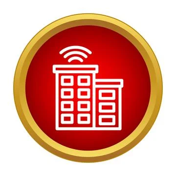 Smart building icon showing connectivity and wireless network Stockillustratie
