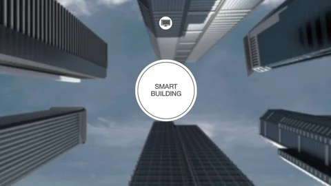 Smart building information graphic icon, Panning camera, Low view.3. Stock Footage 81767124