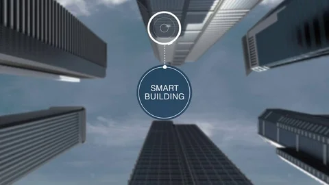 Smart building information graphic icon, Panning camera, Low view.1. 스톡 동영상 81767193