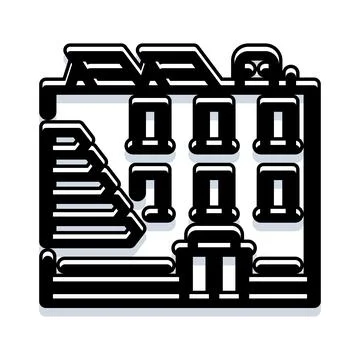 Smart building integrating energy efficient technology solutions Stock Illustration