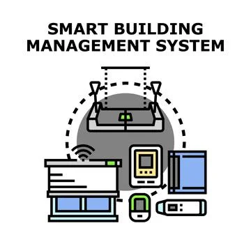 Smart building management system concept vector Illustrazione stock