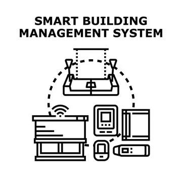 Smart building management system concept vector Stock Illustration