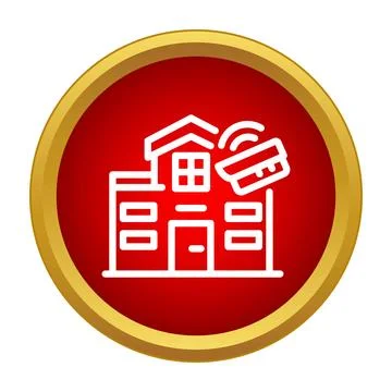 Smart building security system icon monitoring home 스톡 일러스트