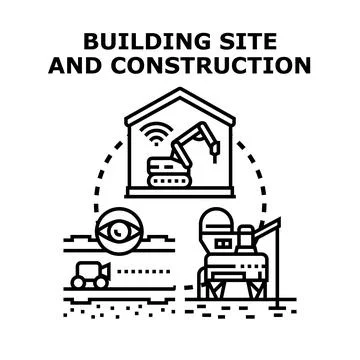 Smart building site construction and engineering process Stock Illustration