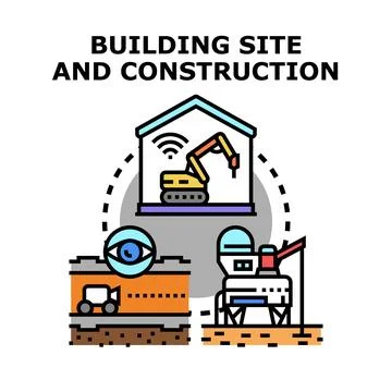 Smart building site construction and engineering process Stock Illustration