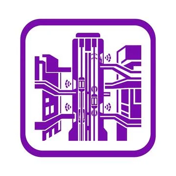 Smart building technology icon in purple for modern architectural and infra.. Stock-Illustration