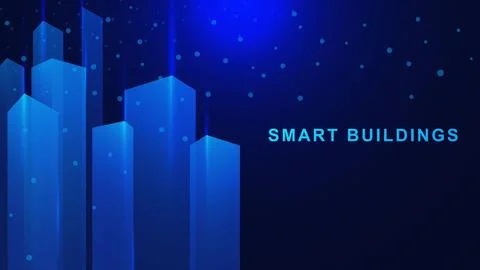 Smart buildings concept with connecting dots and lines Stock Illustration