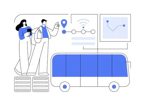 Smart bus stop isolated cartoon vector illustrations. Ilustración de archivo