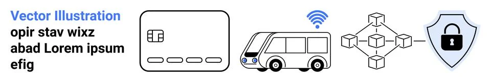 Smart Bus System Integrating IoT and Blockchain Technology for Enhanced Sec.. 스톡 일러스트