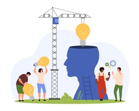 Smart business, artificial intelligence for education projects, AI brain in Stock Illustration