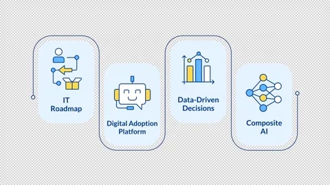 Smart business data automation infographic animation rectangle Stock Footage 340414586