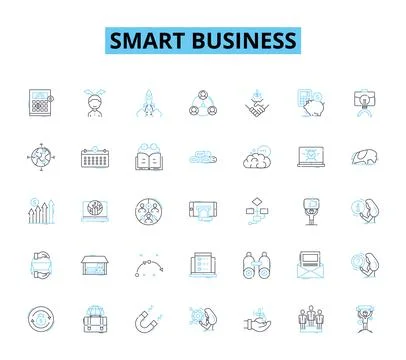 Smart business linear icons set. Innovation, Efficiency, Strategy, Technology Stock Illustration