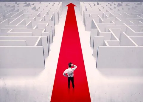 Smart businessman avoiding maze concept Foto stock