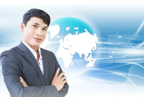 Smart Businessman With Background and Empty space for Text Stock Illustration