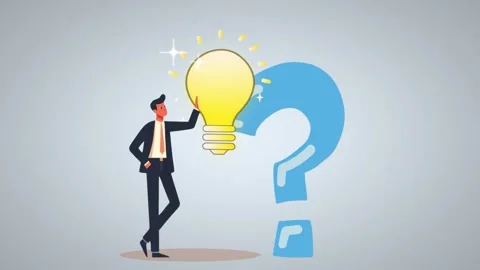 A smart businessman standing next to a big question Stock Footage 286174574