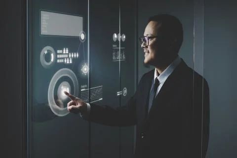Smart businessman using the modern technologies analyst marketing and finance Stock Photos