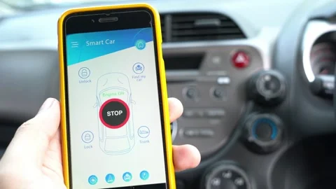 Smart Car App Displaying Engine Status Stock Footage 314666652