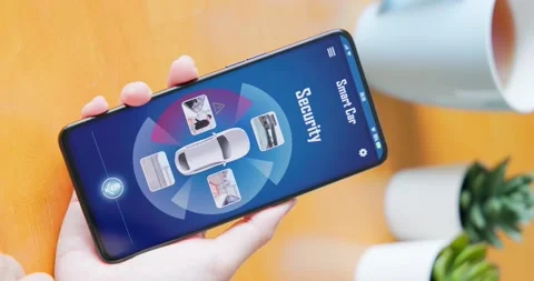 Smart car app security concept Stock Footage 156279371