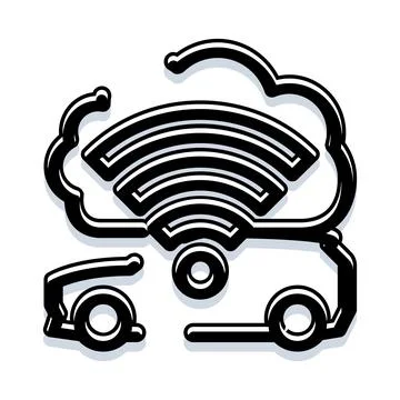 Smart car connecting to cloud computing network イラスト素材