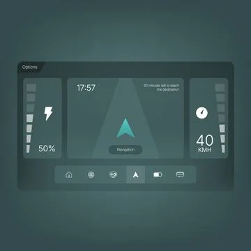 Smart car dashboard navigation interface with modern digital UI Stock Illustration