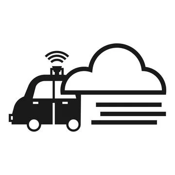 Smart car data cloud icon, simple style Ilustración de archivo