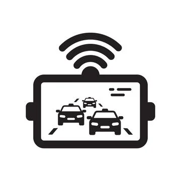 Smart Car Display Icon with Traffic and WiFi Symbol Illustrazione stock