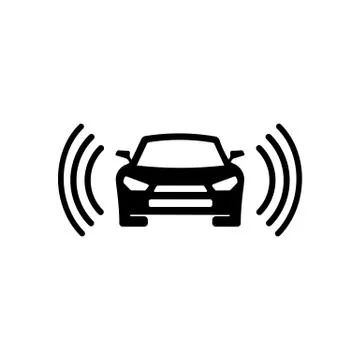 Smart car icon in black simple design on an isolated background. EPS 10 vecto Stock Illustration
