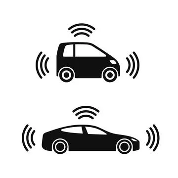Smart Car Icon Set on White Background. Vector Stock Illustration