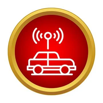 Smart car icon showing wireless connectivity Ilustración de archivo