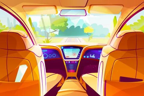 Smart car inside interior vector illustration Stock Illustration