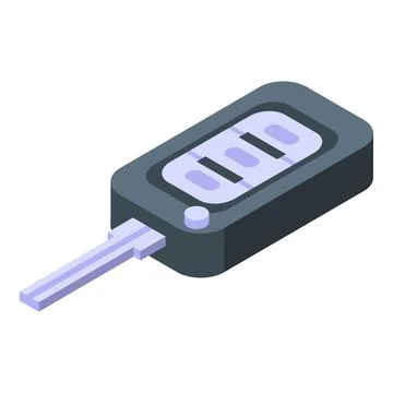 Smart car key button icon, isometric style Ilustración de archivo