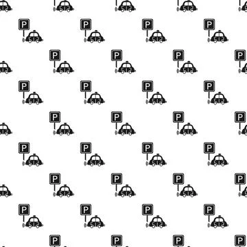 Smart car parking system seamless pattern with sensors 库存插图