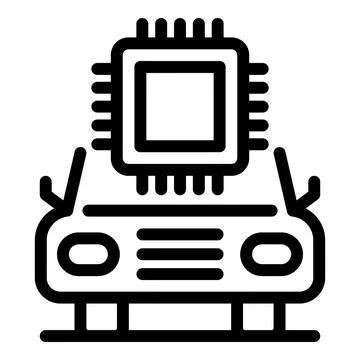 Smart car processor icon, outline style Stock Illustration