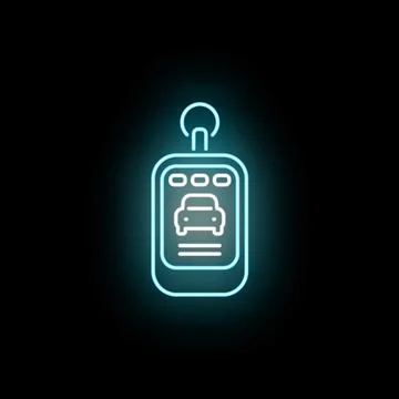 Smart car remote key fob security neon glowing 스톡 일러스트