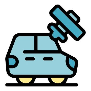 Smart car with satellite navigation system parking icon Stock Illustration